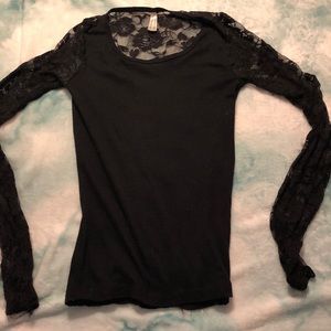 Black Long Sleeve with Black Lace Sleeves and Back